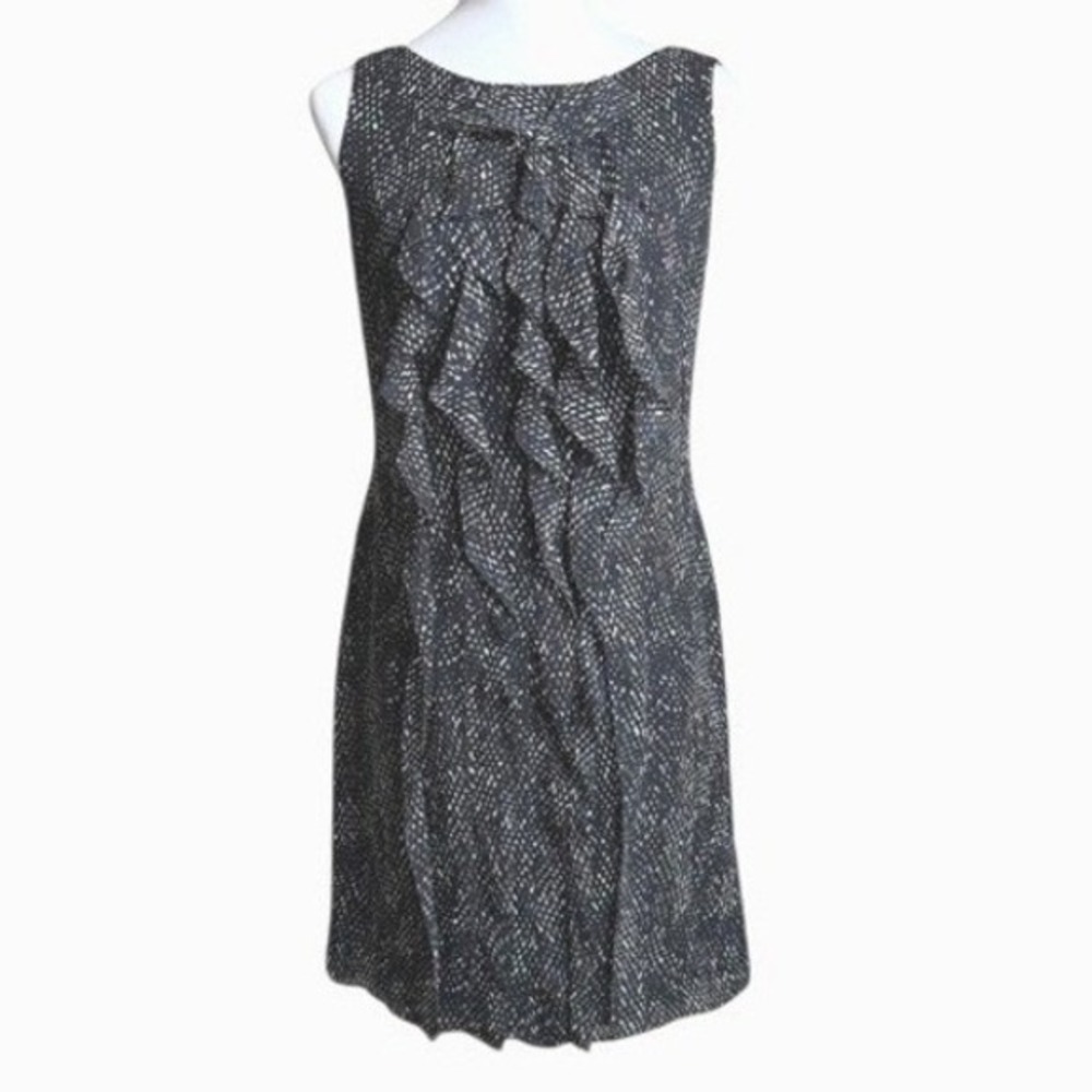 Ann Taylor Ruffled Silk Sheath Dress Black White Women 4